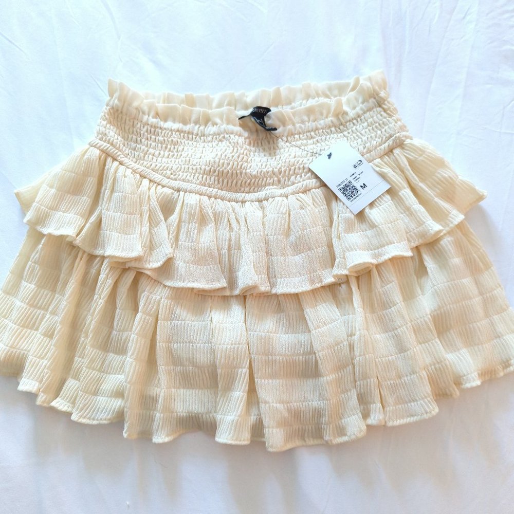 Cream Tier Mini Skirt